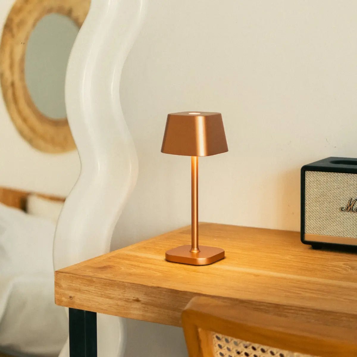 Ava koperen oplaadbare tafellamp | Stijlvol, draadloos en dimbaar