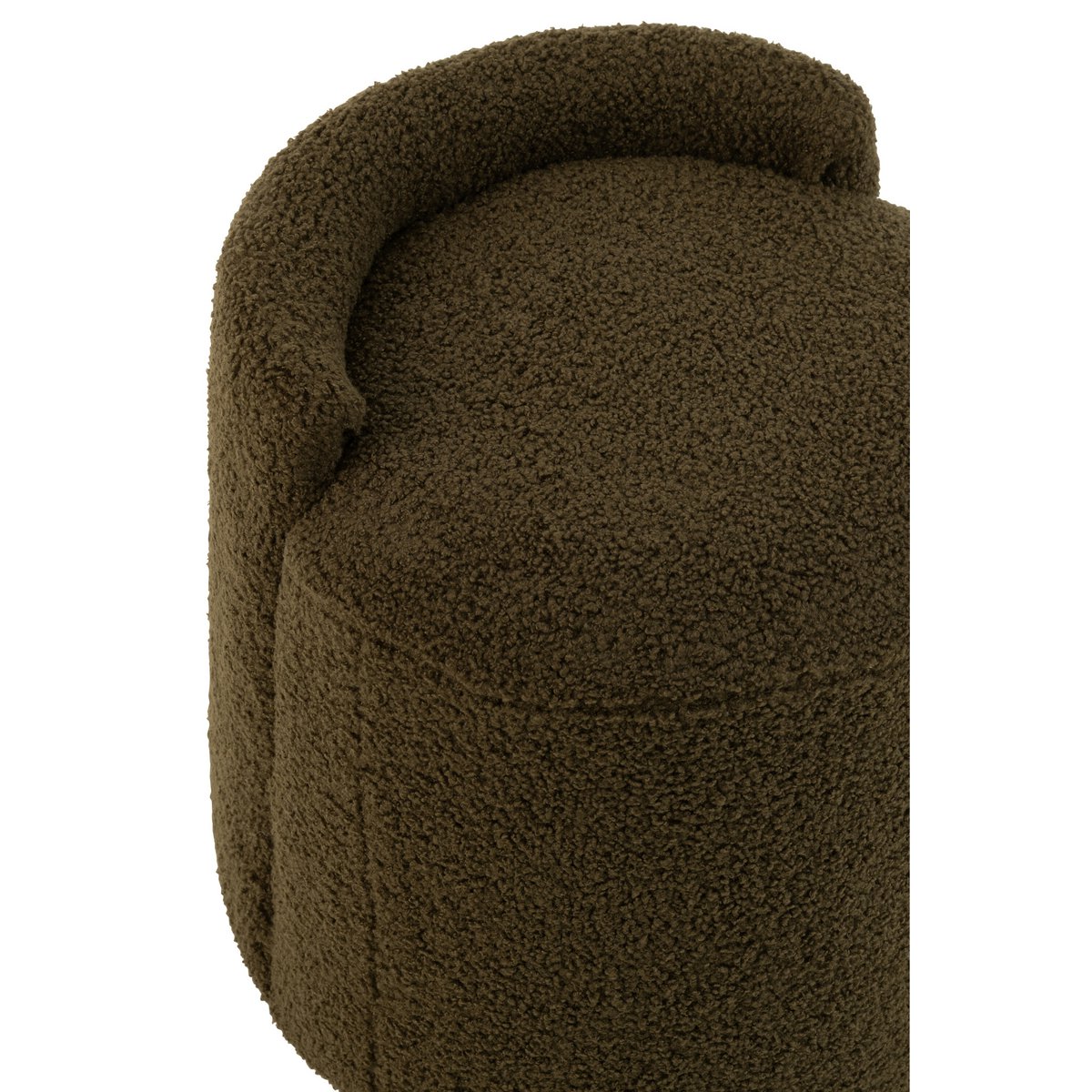 J-Line Poef Teddy Rond+Rugleuing Bouclé Groen