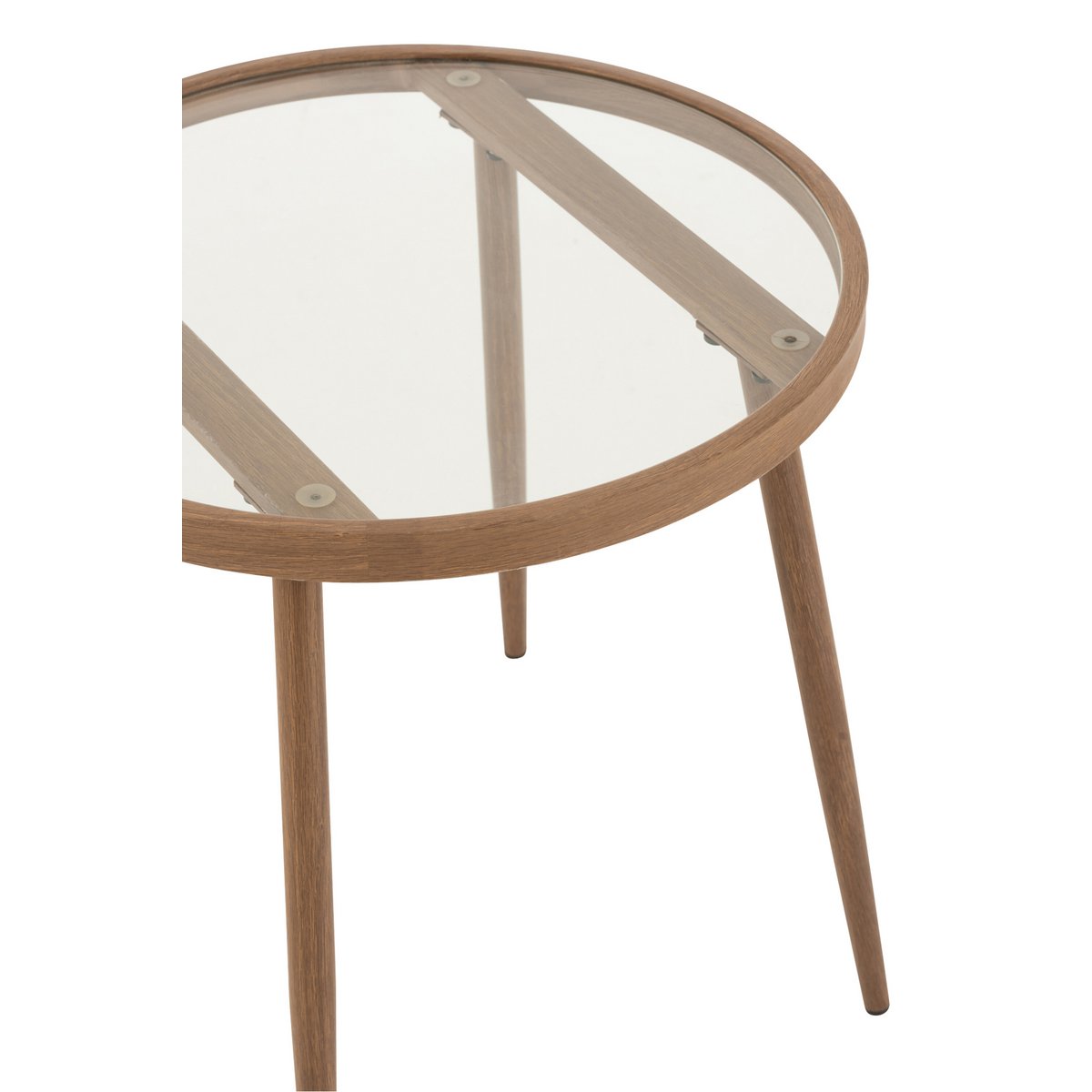 J-Line bijzettafel Rond - metaal/glas - donkerbruin