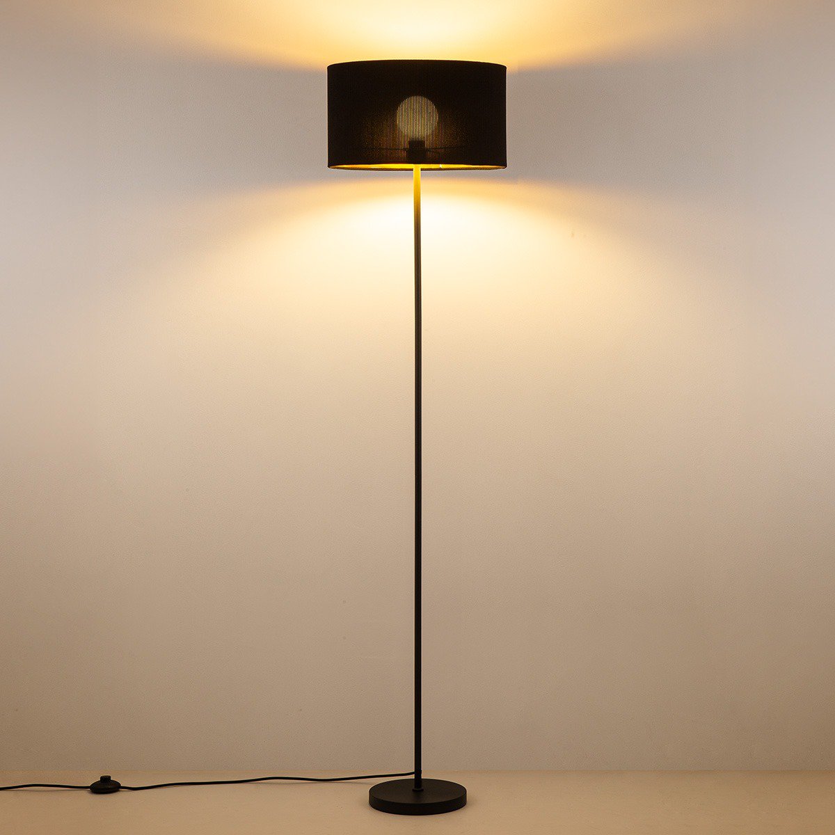 Home Sweet Home Cylindrische Corduroy Vloerlamp - Black - ø40 x 165cm