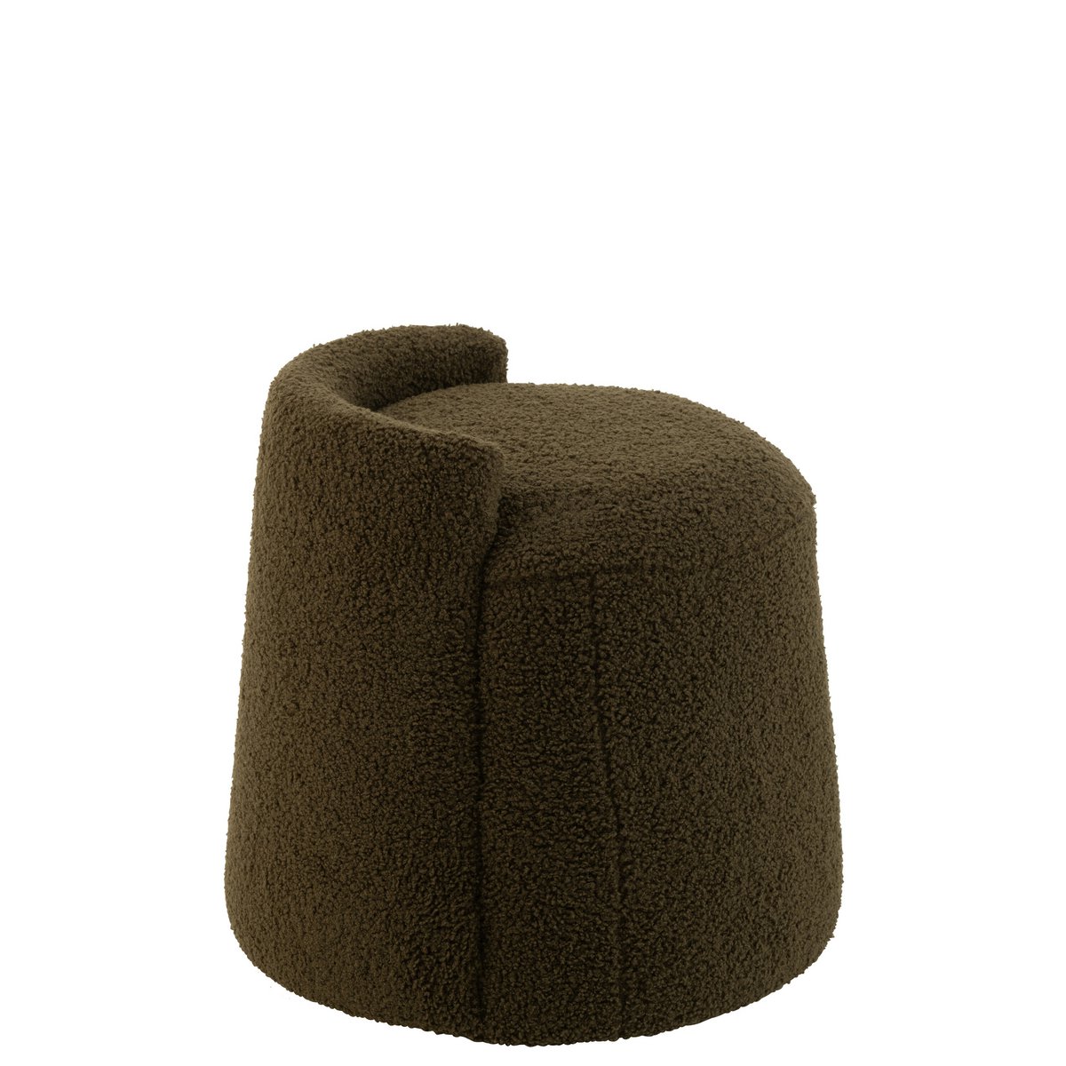 J-Line Poef Teddy Rond+Rugleuing Bouclé Groen