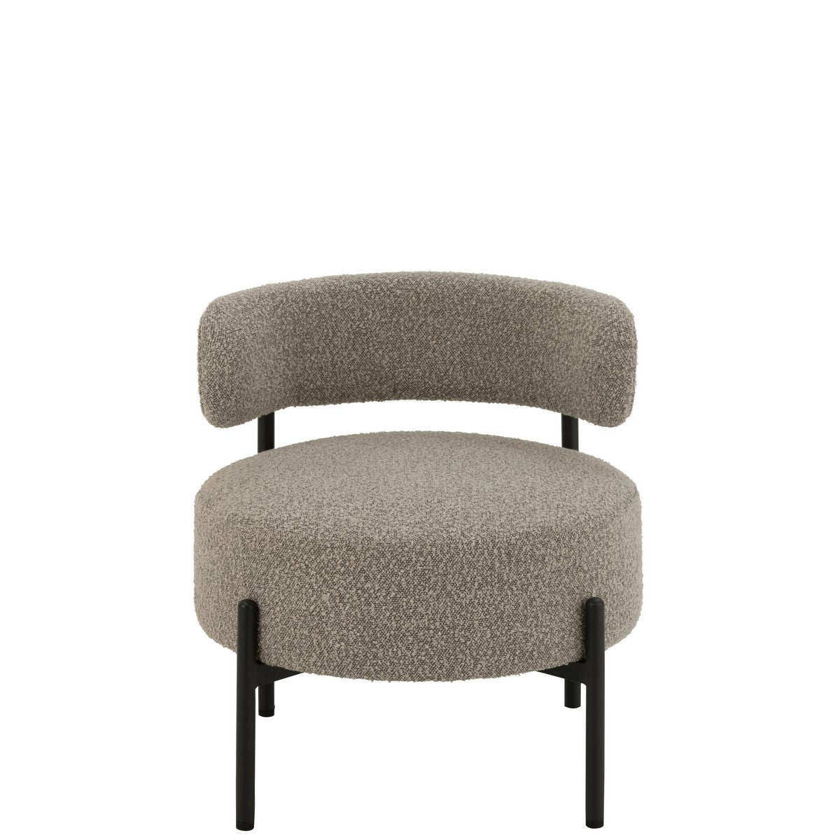 J-Line loungestoel Bouclé - multiplex/polyester - grijs/zwart