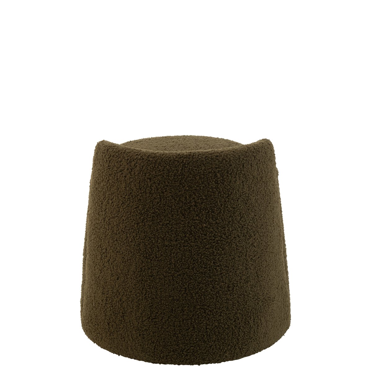 J-Line Poef Teddy Rond+Rugleuing Bouclé Groen