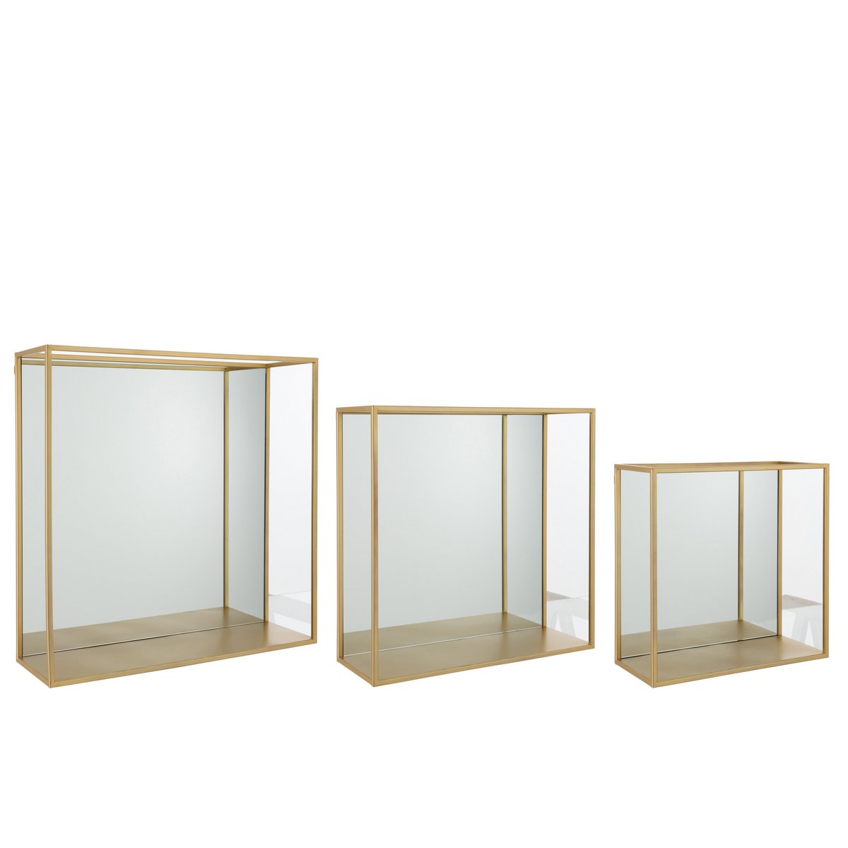 J-Line Muurrek Spiegel Vierkant - metaal/glas - goud