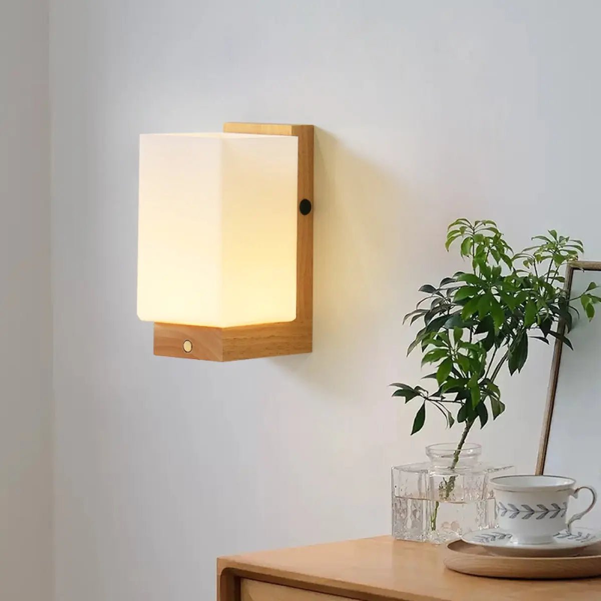 Bowie lichtbruin oplaadbare houten wandlamp - draadloze, dimbare en stijlvolle verlichting