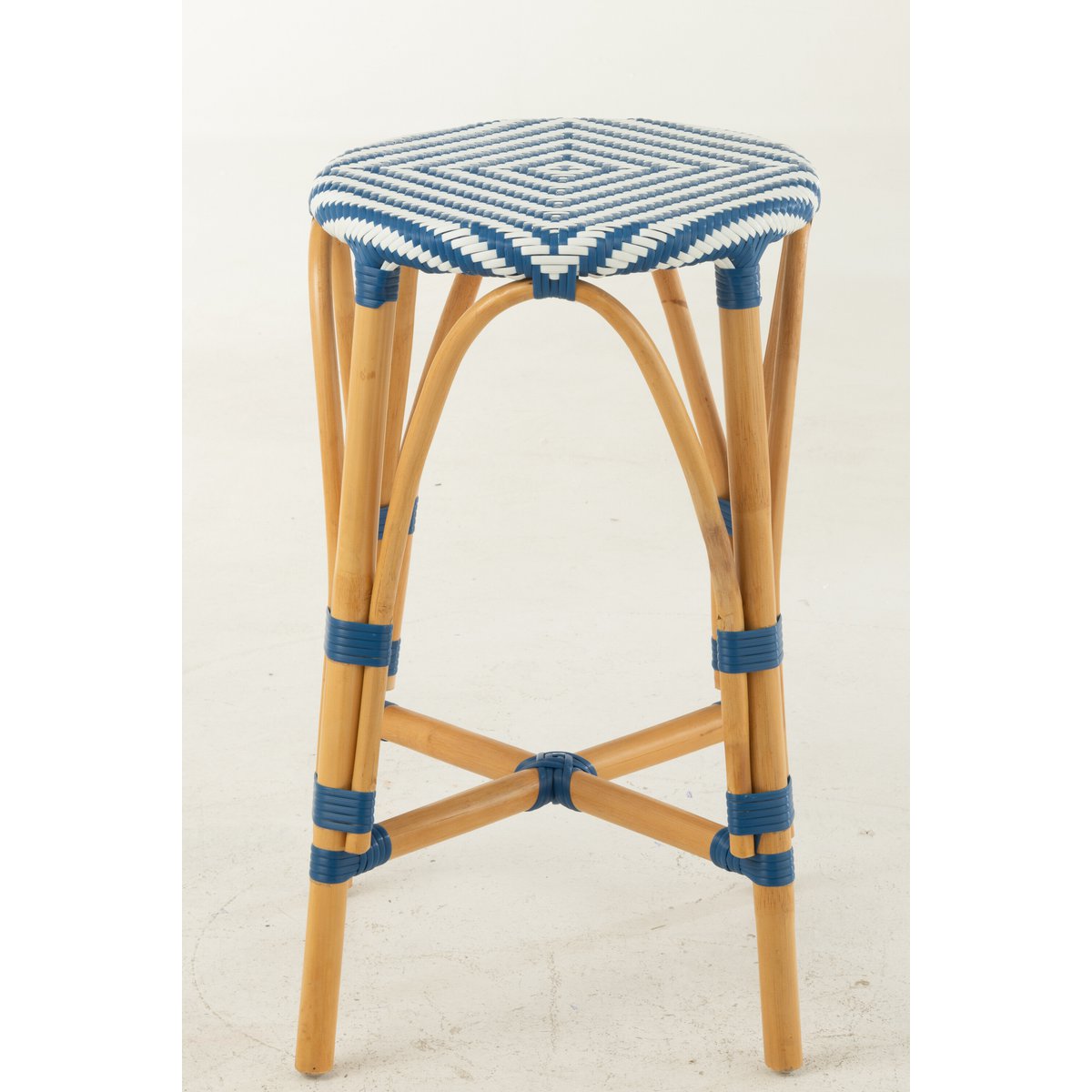 J-Line barkruk Live - rotan/kunststof - naturel/blauw