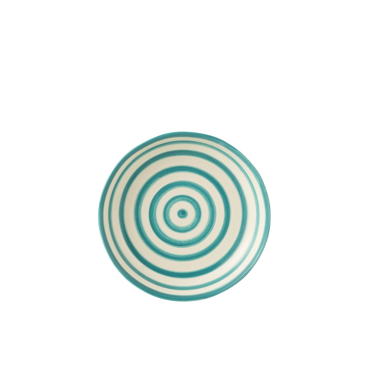 J-Line Kom Granada Stripes Laag Keramiek Wit/Aqua Groot