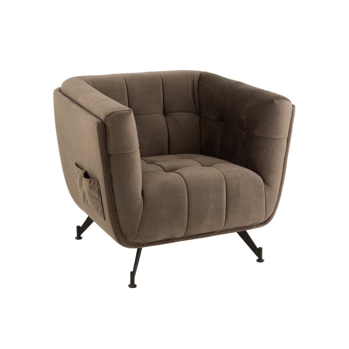 J-Line Lounge Zetel 1-Zit Textiel/Hout/Metaal Donker Grijs