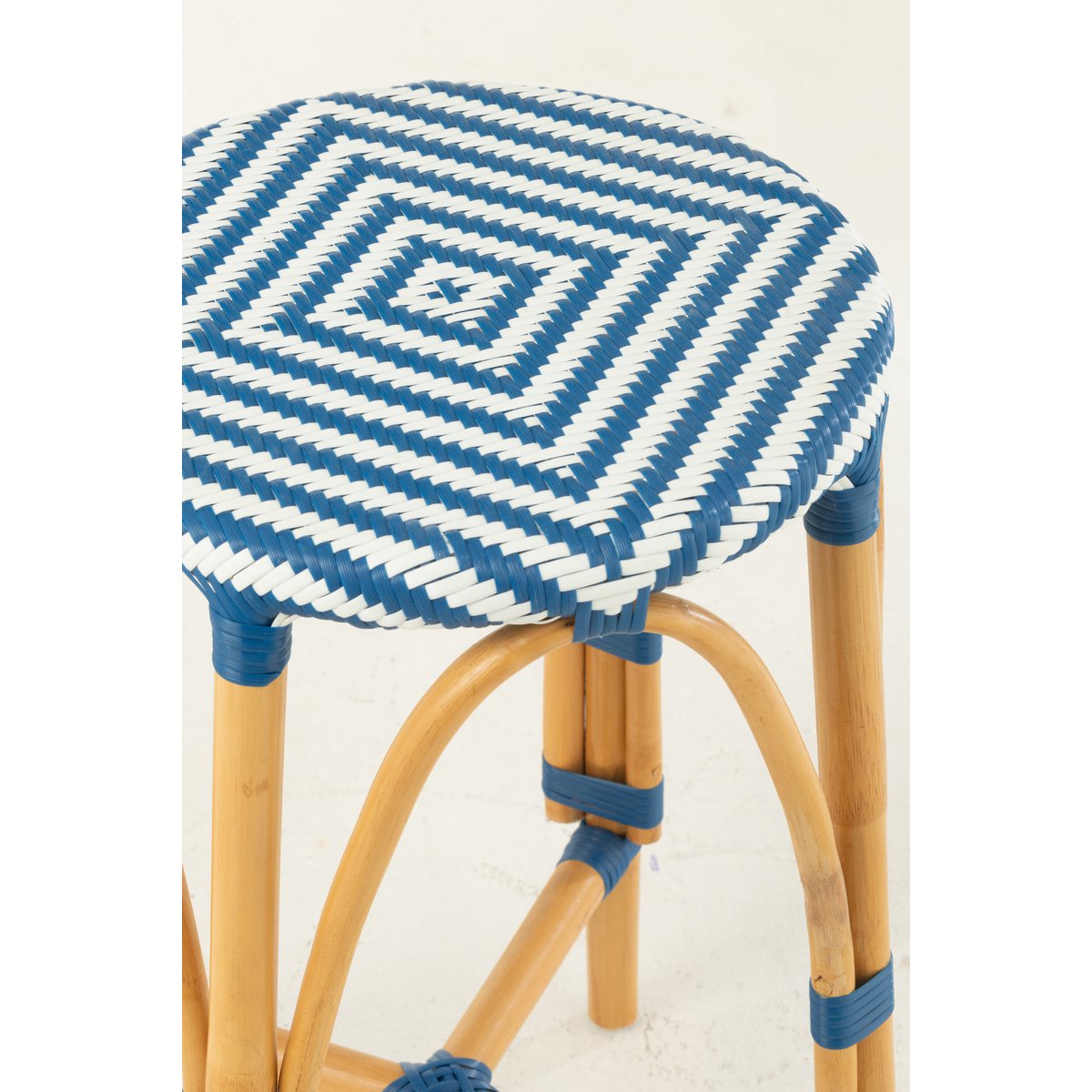 J-Line barkruk Live - rotan/kunststof - naturel/blauw