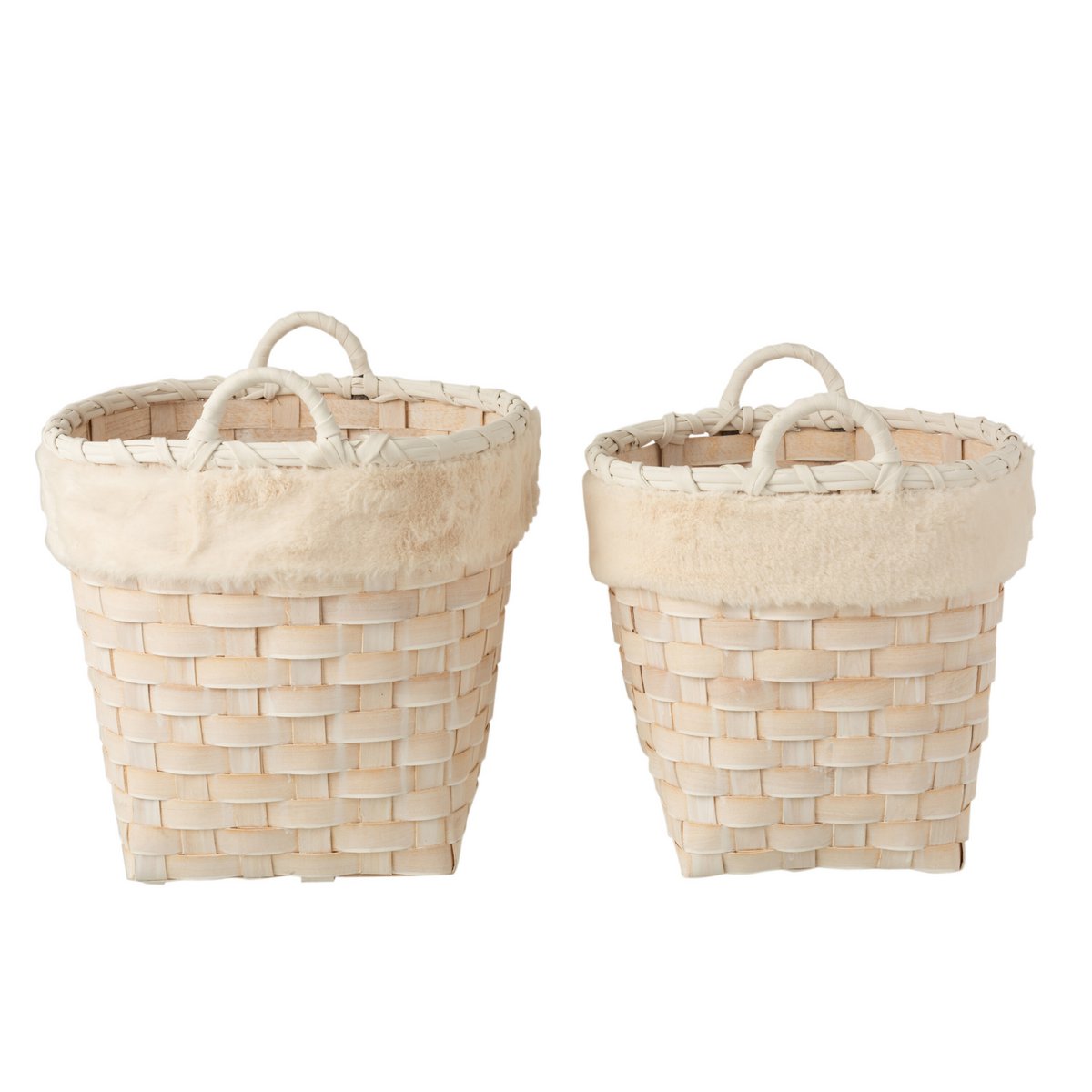J-Line manden rond - imitatiebont/rotan - naturel/creme