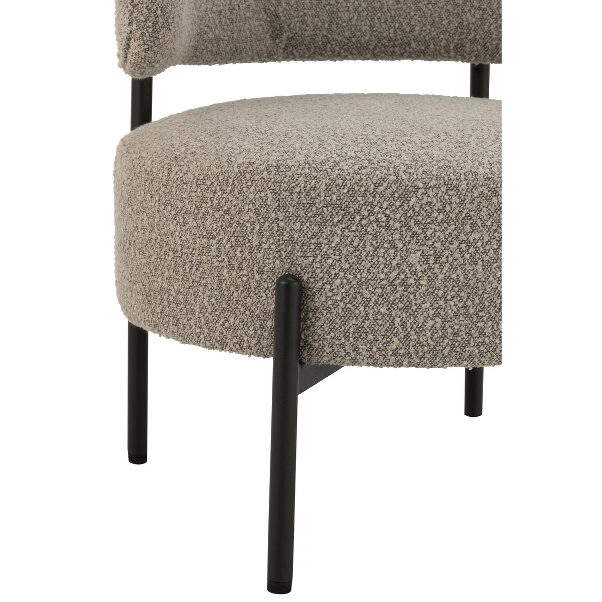 J-Line loungestoel Bouclé - multiplex/polyester - grijs/zwart