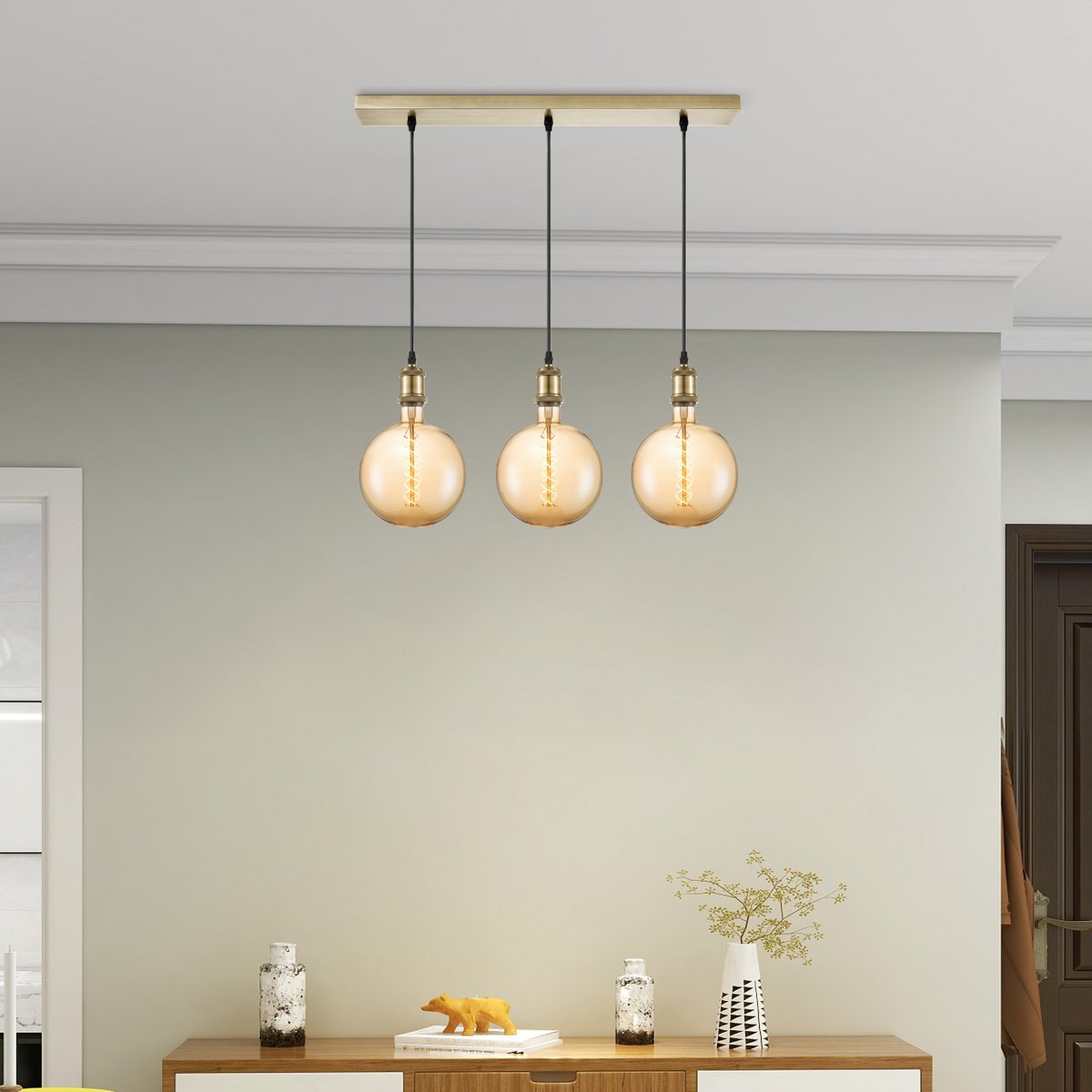 Home Sweet Home hanglamp brons vintage - 3 LED -dimbaar E27 amber