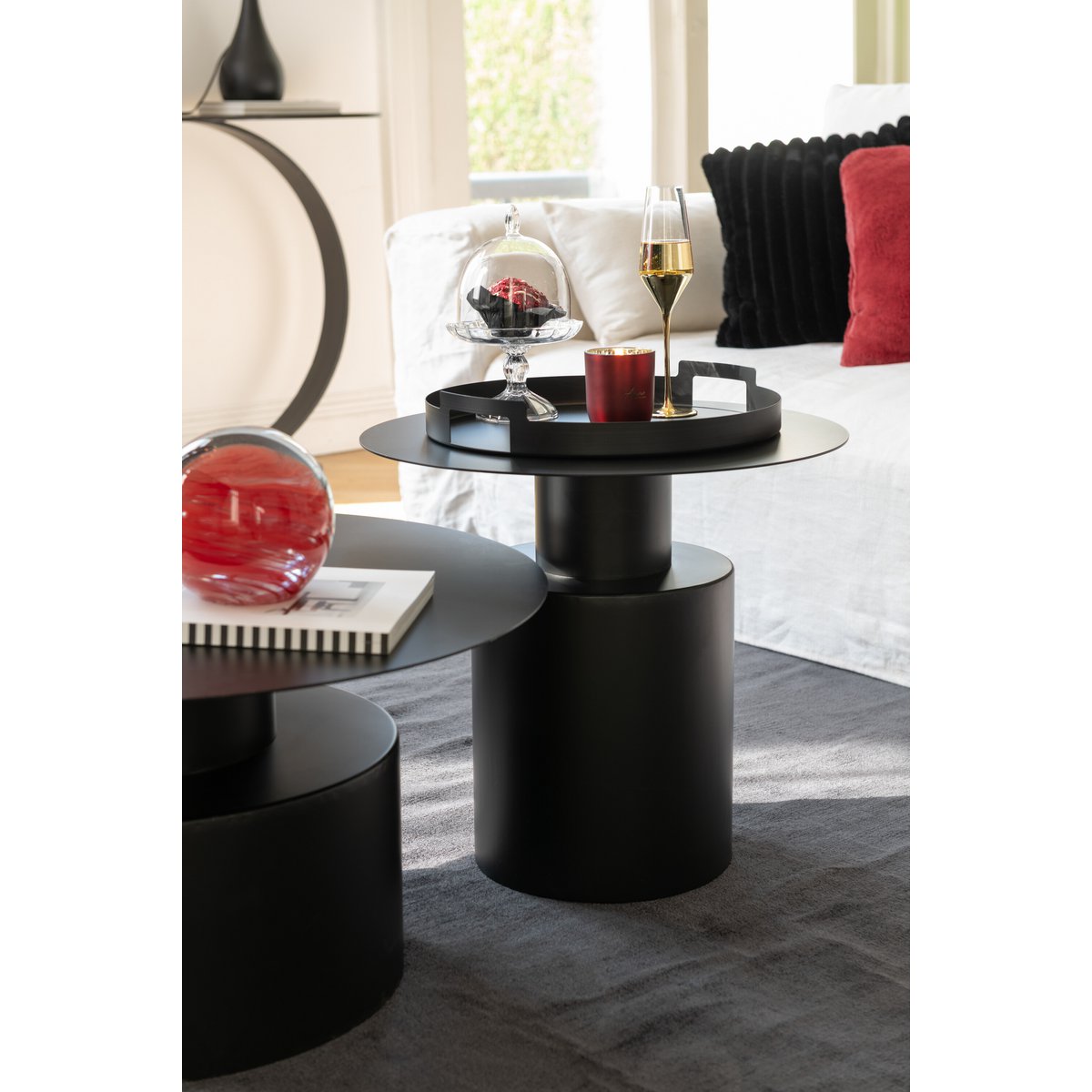 J-Line Salontafel Rond Metaal Zwart