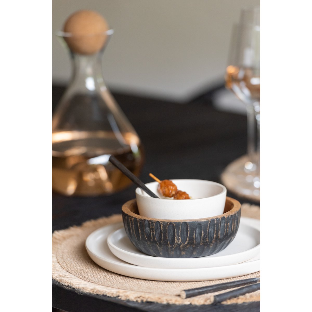 J-Line Marie bord - keramiek - creme - L