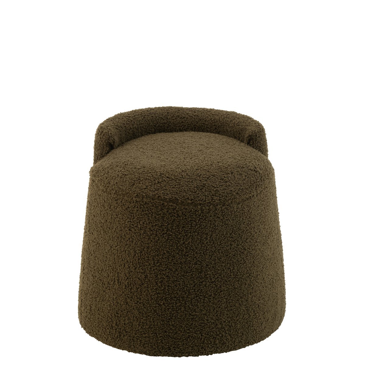 J-Line Poef Teddy Rond+Rugleuing Bouclé Groen