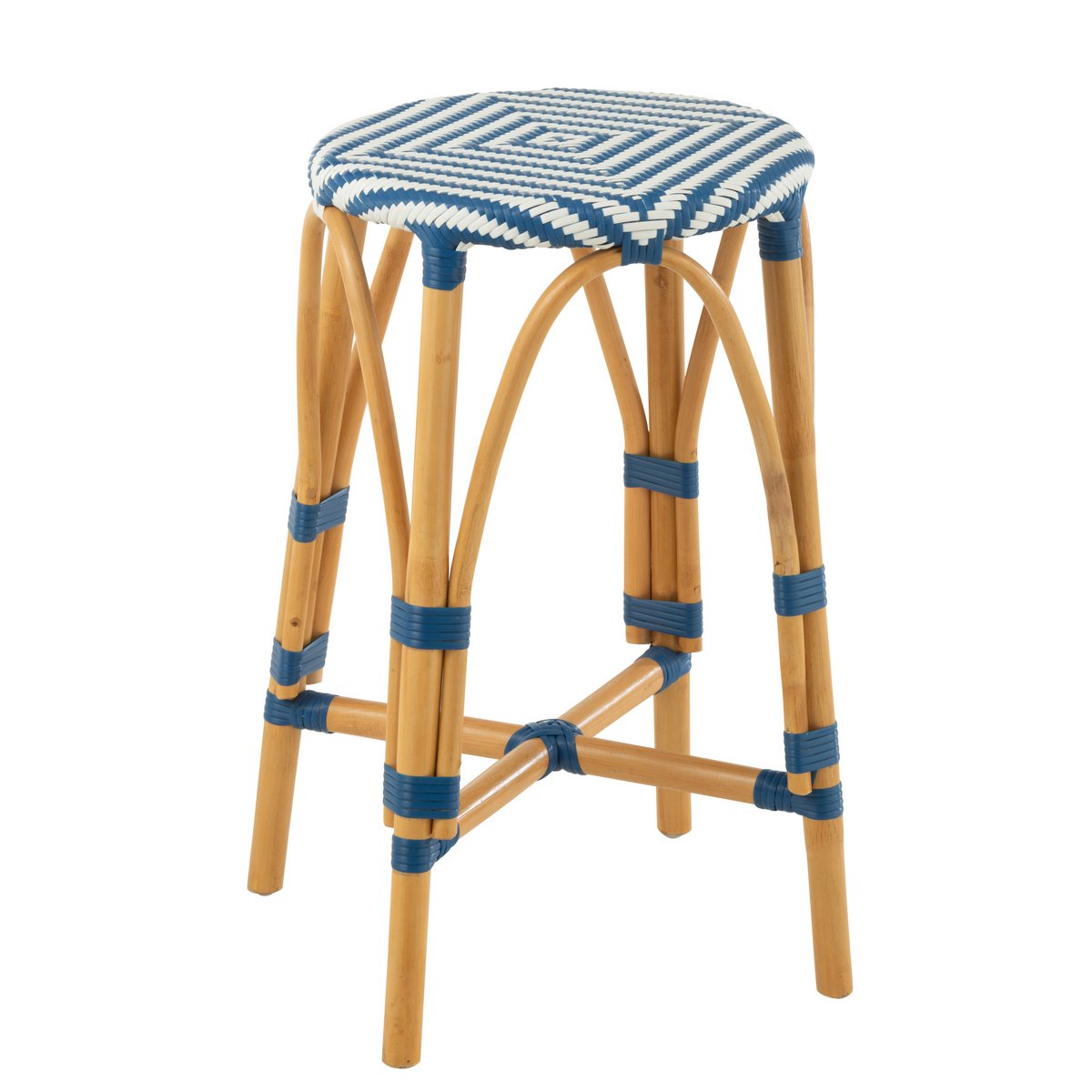 J-Line barkruk Live - rotan/kunststof - naturel/blauw