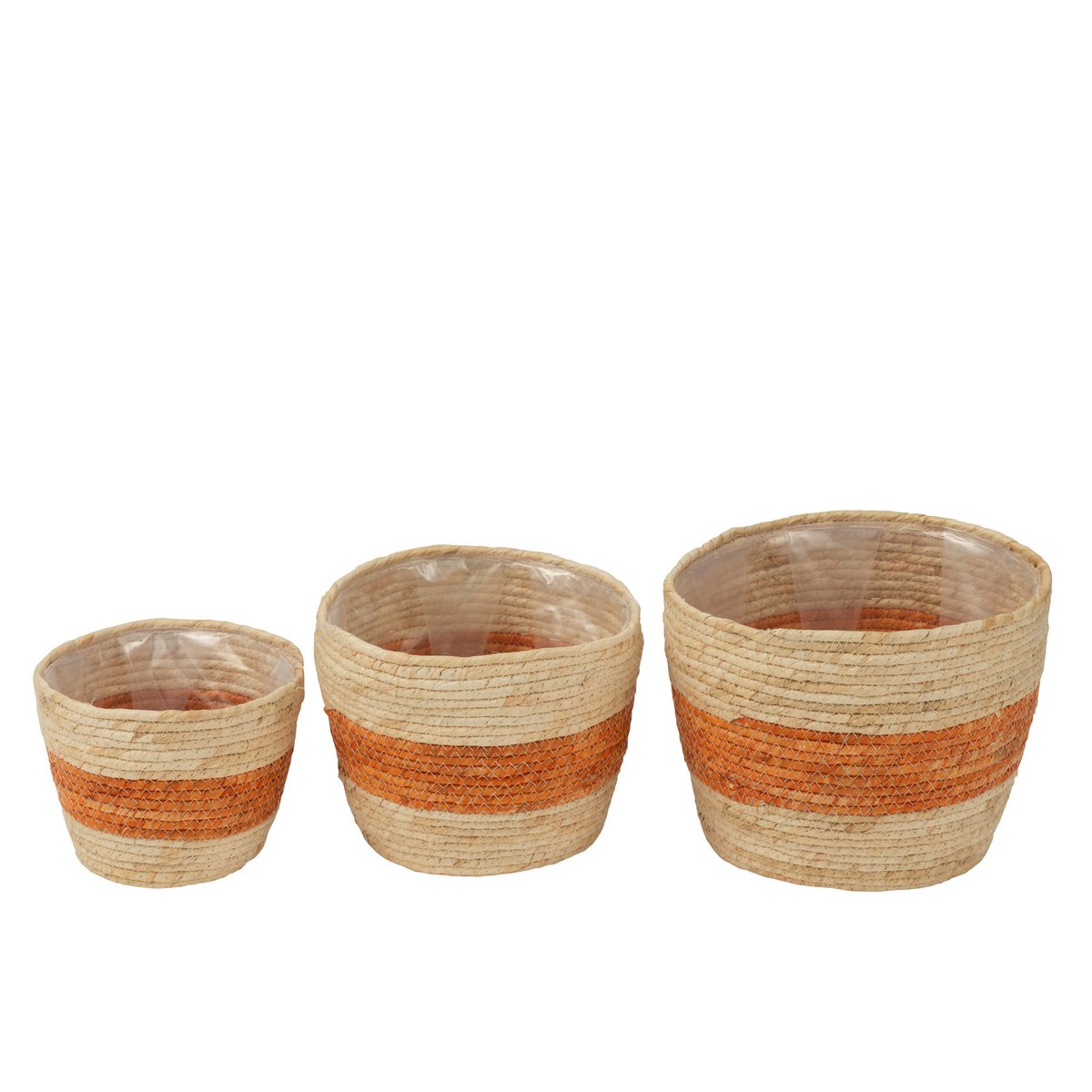 J-Line Set Van 3 Mand Streep Maïs Naturel/Oranje