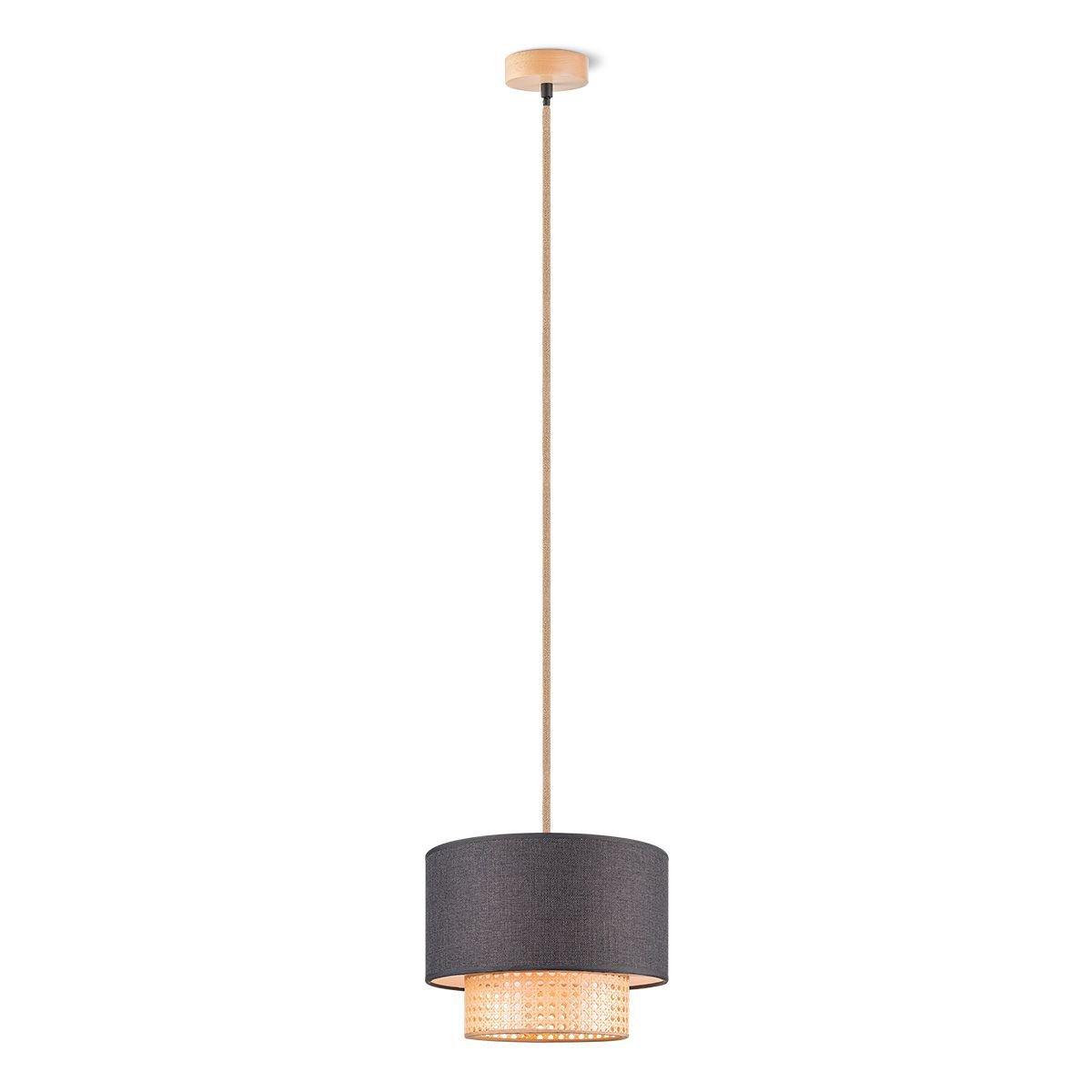 Home Sweet Home Hanglamp Cane Weave - Zwart - 30x30x129cm