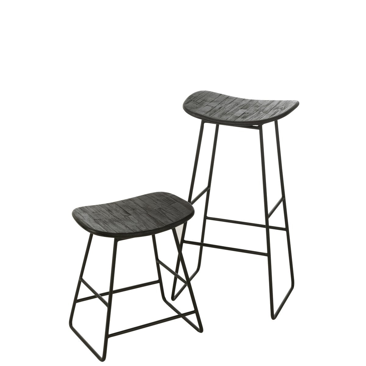 J-Line stoel Rechthoekig - gerecycleerd teak - zwart - large