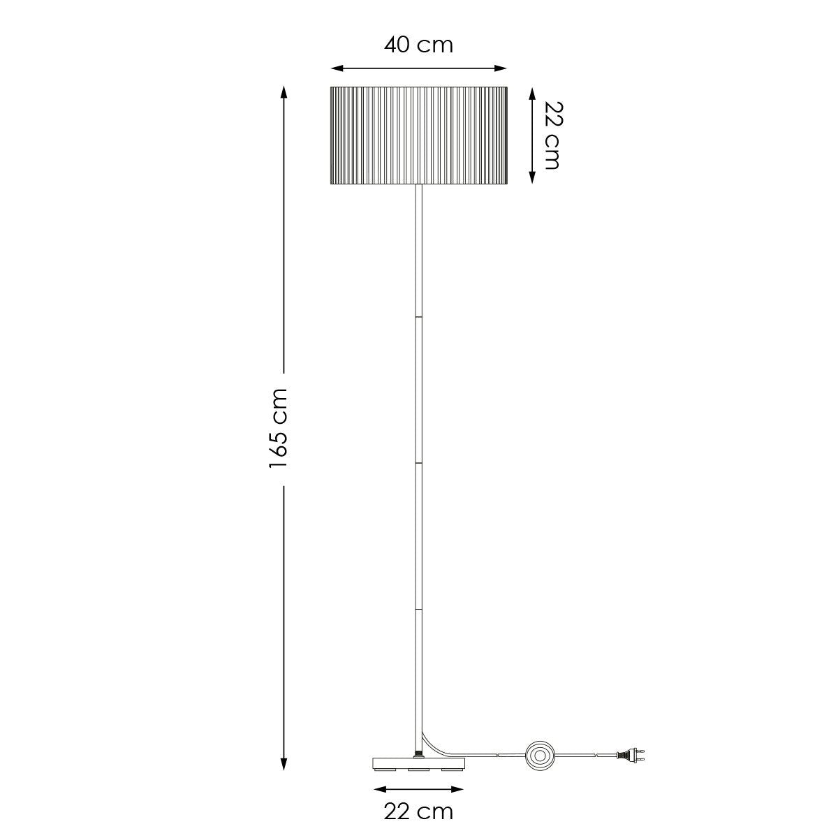 Home Sweet Home Cylindrische Corduroy Vloerlamp - Black - ø40 x 165cm