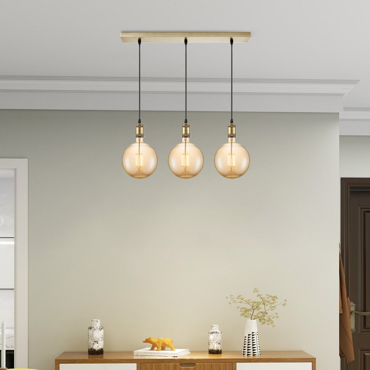 Home Sweet Home hanglamp vintage Globe LED 3L G18- dimbaar E27 amber