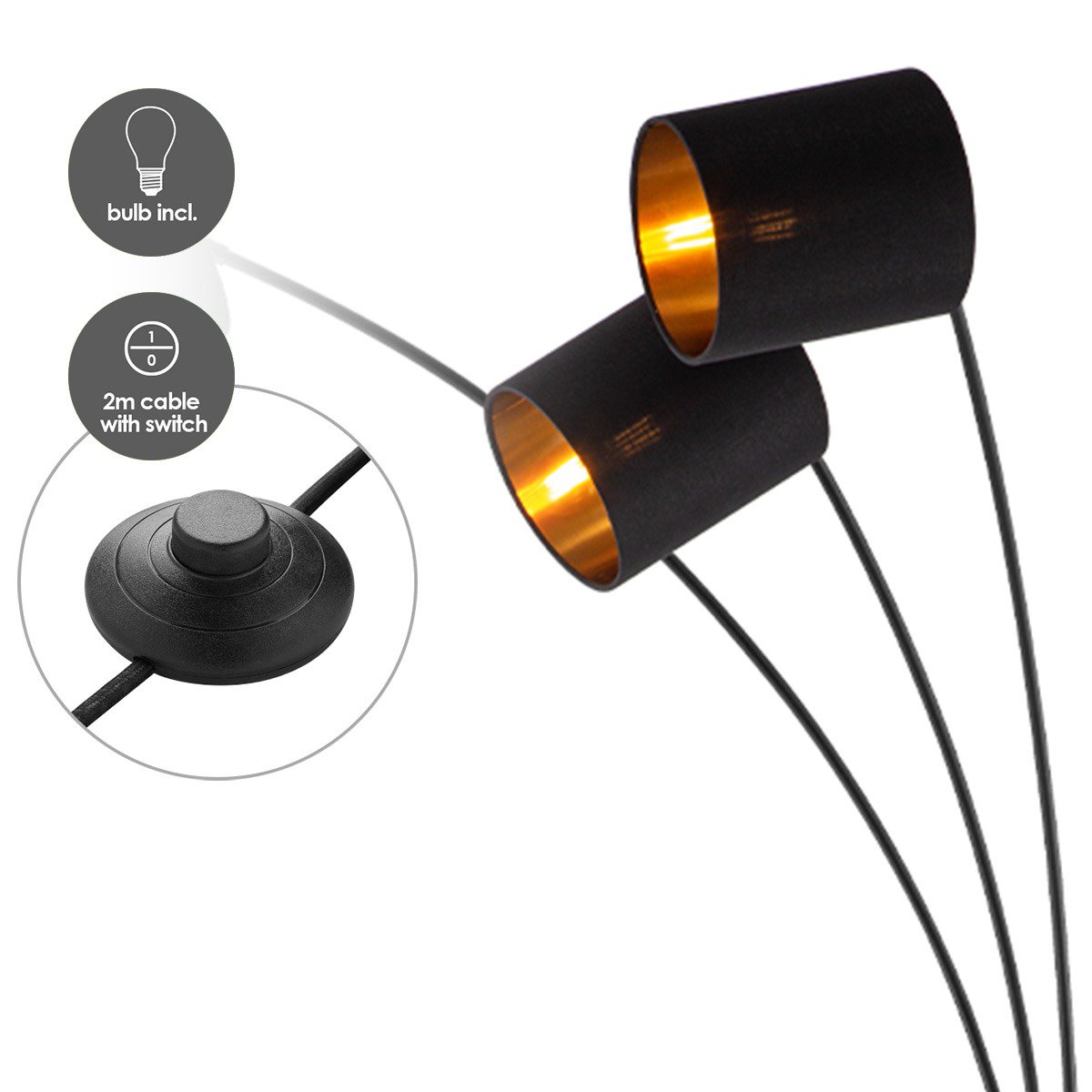 Home Sweet Home Moderne Vloerlamp - Staande Lamp - 3-lampenkapp