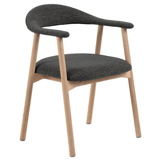 HSM Collection-Eetkamerstoel Ella Met Arm S/2-56x54x76-Grijs/White Pigmented-Stof/Eiken