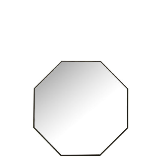 J-Line spiegel Achthoek - glas/metaal - zwart - Ø 65 cm