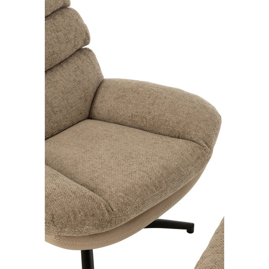 J-Line zetel Relax + Voetbank - metaal/multiplex - donkergrijs/zwart