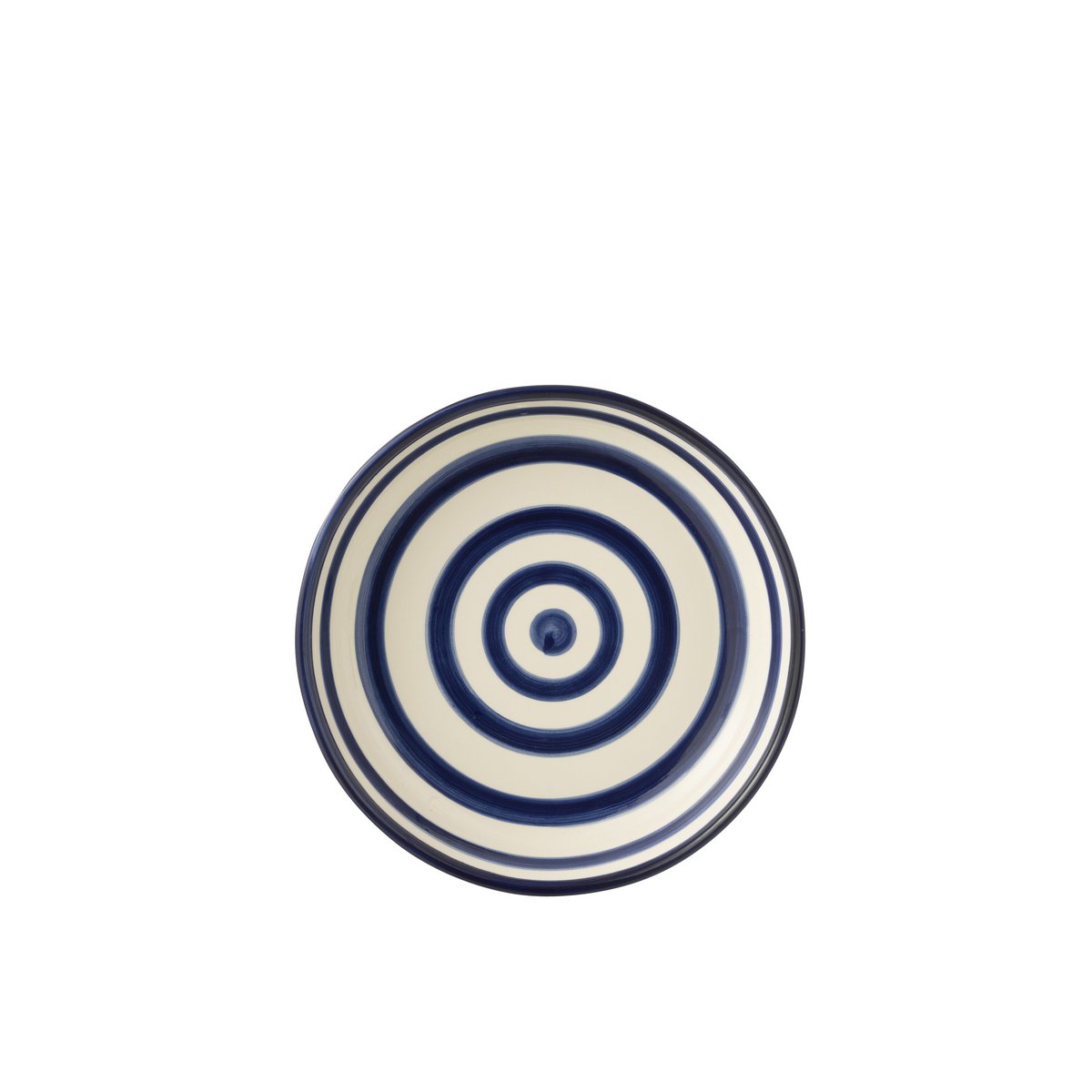 J-Line Kom Granada Stripes Laag Keramiek Wit/Kobaltoblauw Large