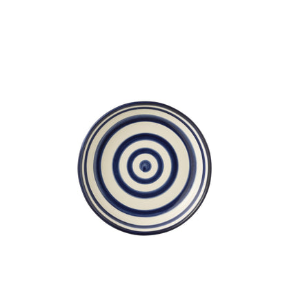 J-Line Kom Granada Stripes Laag Keramiek Wit/Kobaltoblauw Large