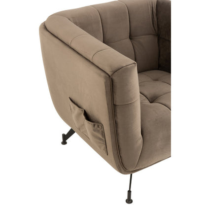 J-Line Lounge Zetel 1-Zit Textiel/Hout/Metaal Donker Grijs