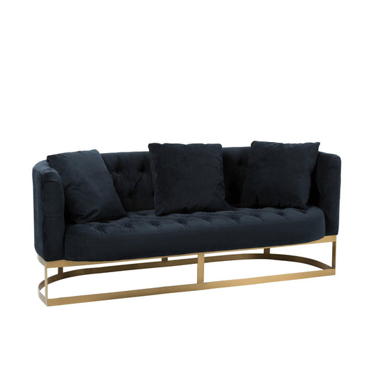 J-Line Zetel Knopen 2Kussens Wilson 2Personen Fluweel Metaal/Berk Antraciet/Goud
