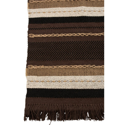 J-Line Plaid etnic - katoen - bruin/zwart/beige - 90 x 150 cm