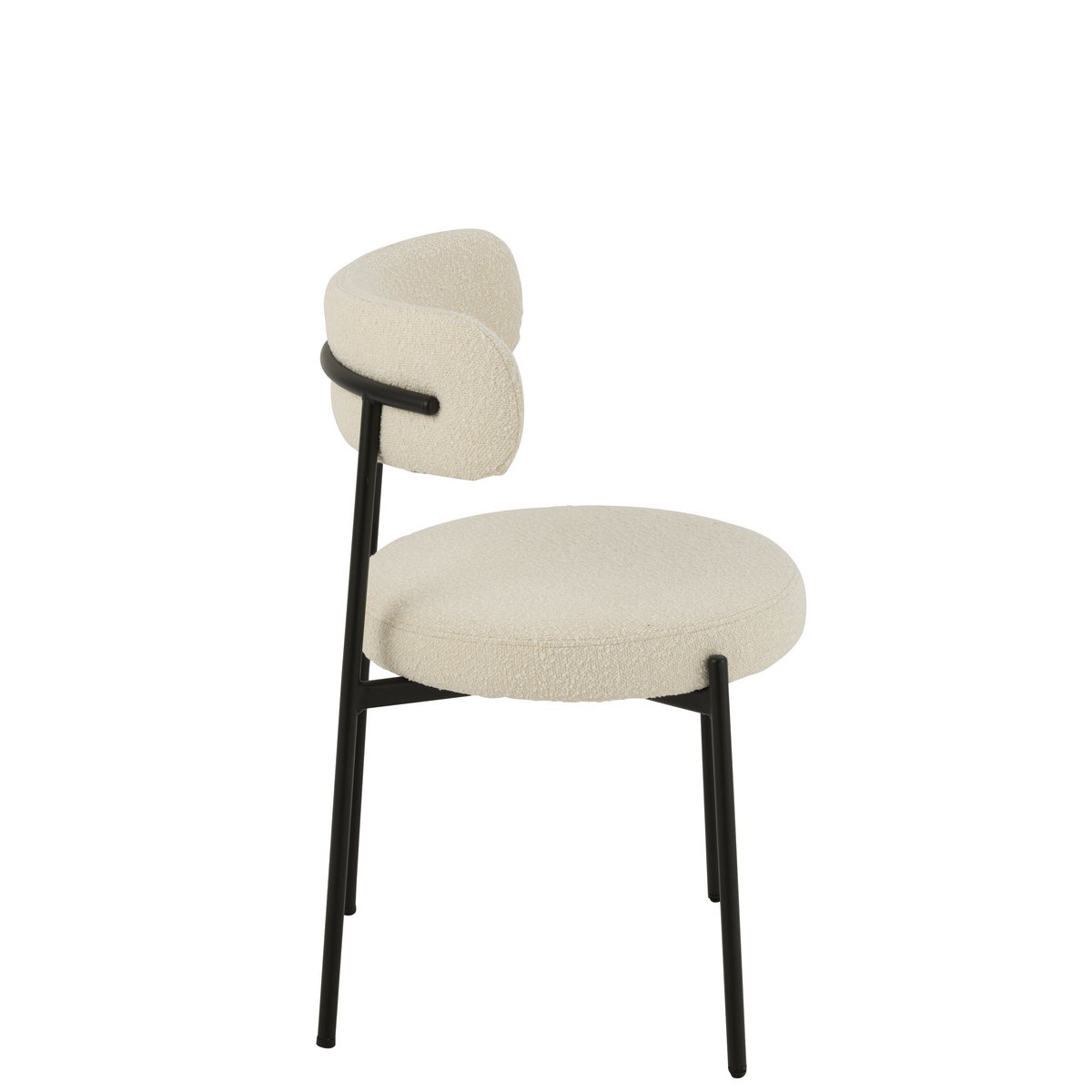 J-Line stoel Bouclé - multiplex/polyester - wit/zwart