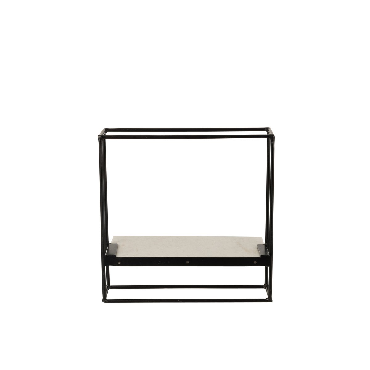 J-Line Muurrek 1 plank - ijzer/marmer - zwart/wit - small