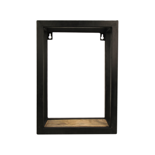 HSM Collection-Wandbox Levels -25x14x35-Naturel/Zwart-Mango/Metaal