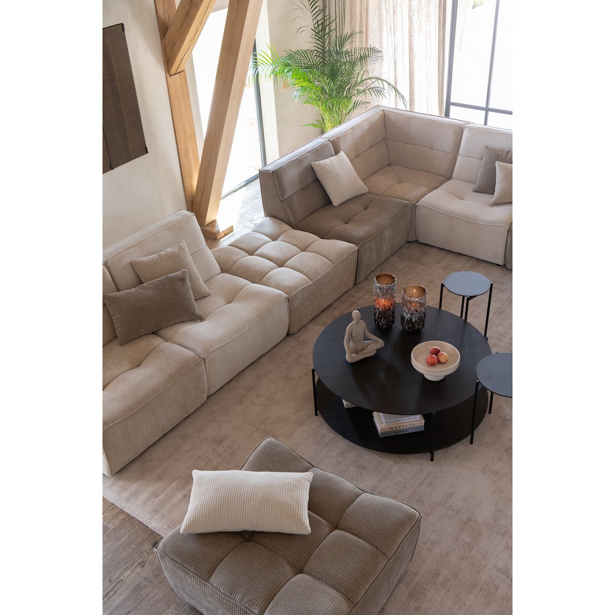 J-Line Salontafel Rond Mdf/Metaal Donkerbruin Large