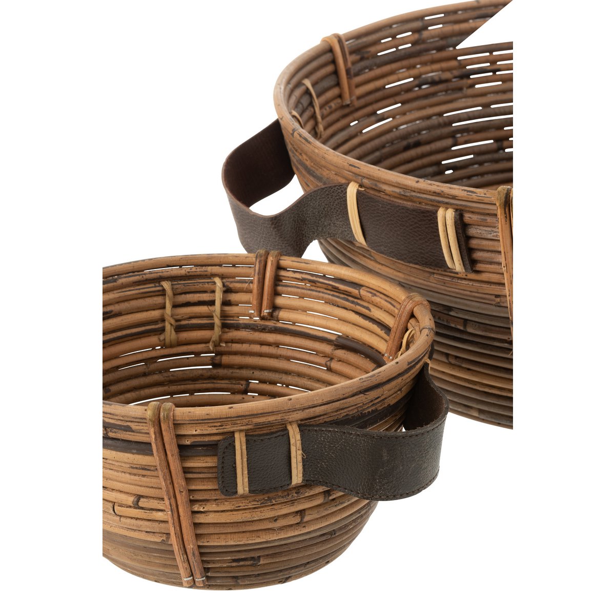 J-Line schaal + handvat - rotan B- bruin - 3 stuks