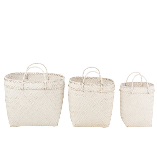 J-Line manden Vierkant - rotan - wit