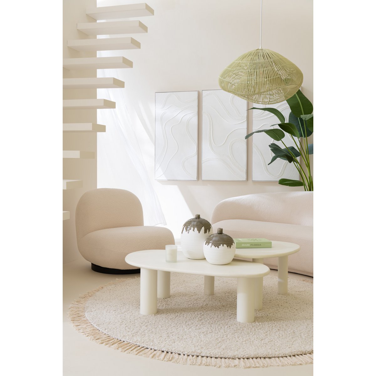 J-Line Bijzettafel Bali Mdf/Pvd Wit Large