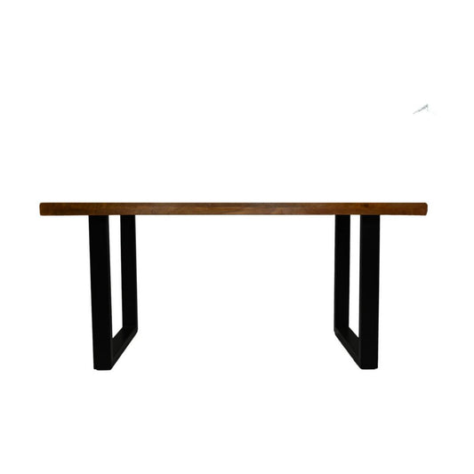 HSM Collection-Rechthoekige Eettafel Melbourne-160x90x77-Bruin/Zwart-Mango/Metaal