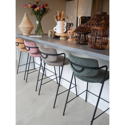 Nanet Barkruk - H91 cm - Velvet - Donkergroen