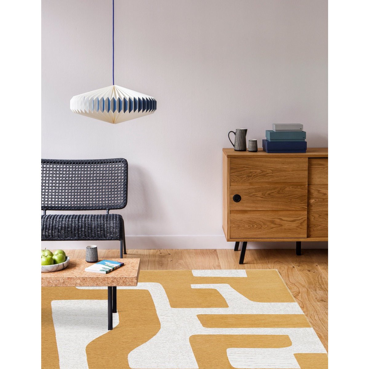 Hedendaags Gobelin Weven 100% gerecycled tapijt in Dedale