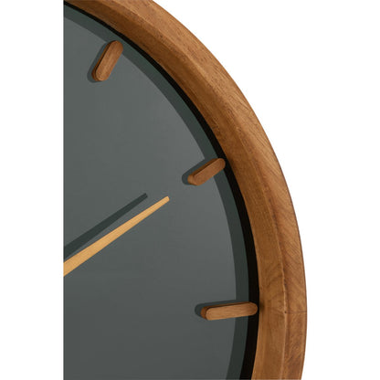 J-Line klok Rond - hout/glas - bruin/zwart - Ø 40 cm