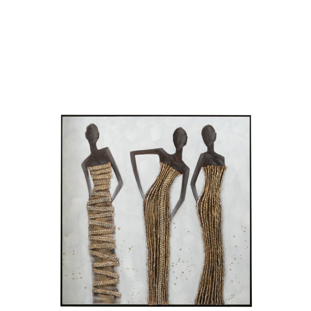 J-Line wanddecoratie 3 Afrikaanse Vrouwen - canvas/verf/touw - mix