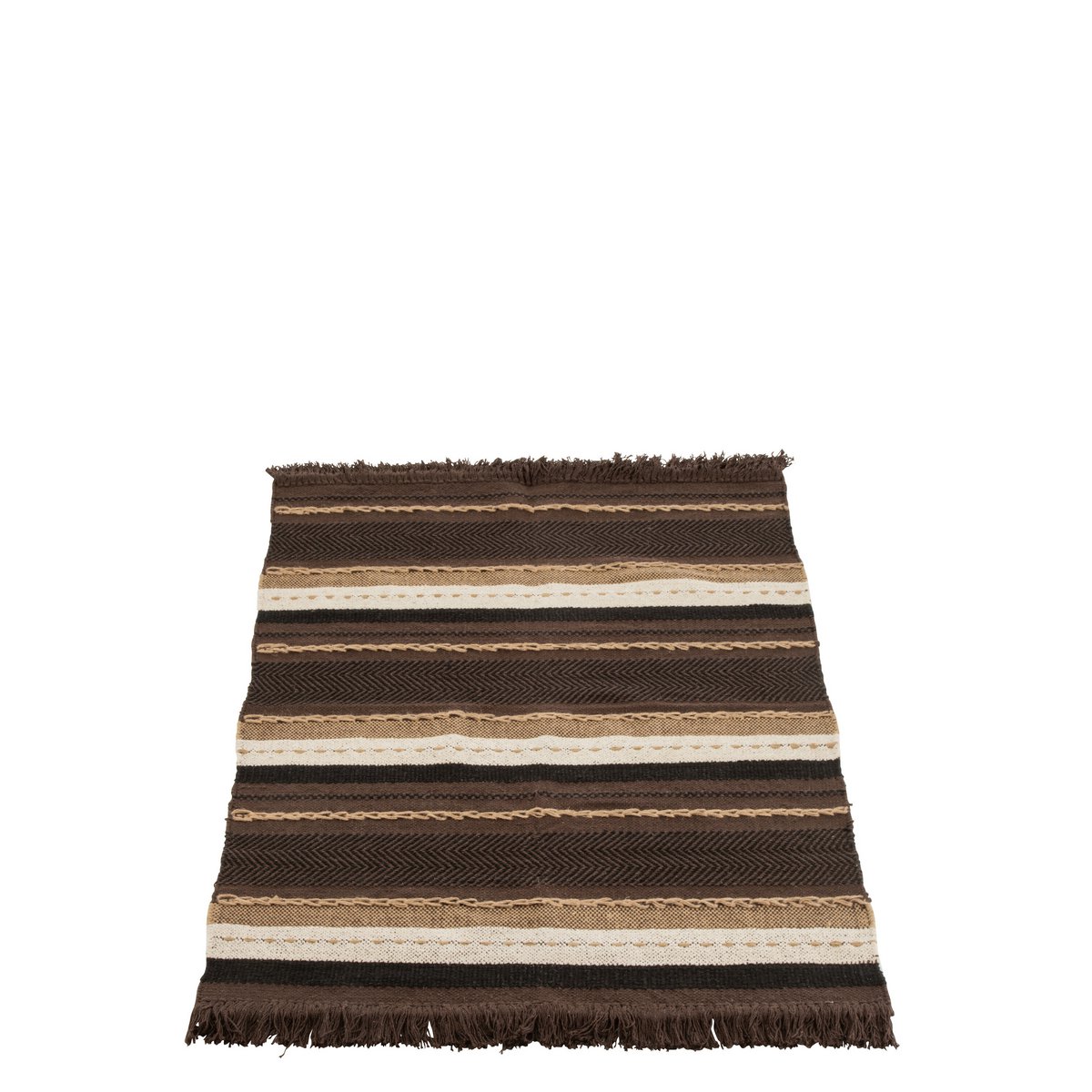 J-Line Plaid etnic - katoen - bruin/zwart/beige - 90 x 150 cm