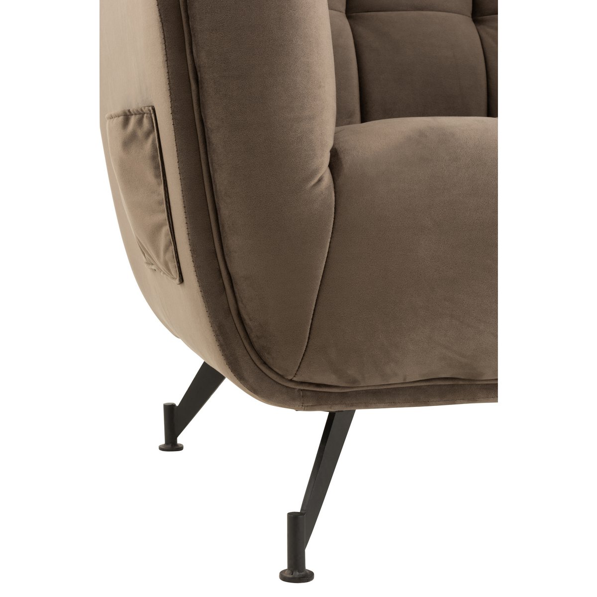 J-Line Lounge Zetel 1-Zit Textiel/Hout/Metaal Donker Grijs