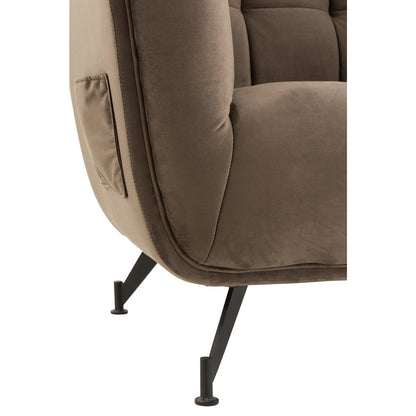 J-Line Lounge Zetel 1-Zit Textiel/Hout/Metaal Donker Grijs