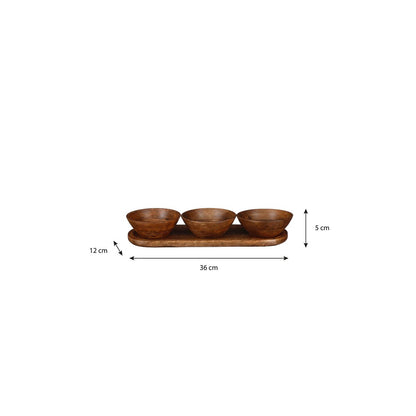 Tomar Schaaltjes en Dienblad - 200 ml - 100% FSC Mangohout - Donkerbruin